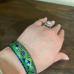 Green and Blue Enamel Bangle Bracelet